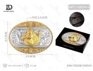 Fibbia Rotonda Dorata Milee 4,5 cm Vintage con Testa di Cavallo in Lega Placcata per Abbigliamento Western - Product Image 3