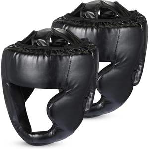 Protector de Cabeza para Boxeo, Talla Única, Negro, Ajustable, de Cuero PU, para MMA, Muay Thai, Kickboxing, Sparring y Entrenamiento - Product Image 1