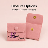 Pochette de luxe 2024 en microfibre suédée avec rabat, sur mesure, en velours, pour emballage de bijoux, avec logo, pour colliers et bagues