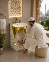 Bassin de lavage de pieds en céramique de luxe, autoportant, OEM ODM pour projets hôteliers, mosquées, salons et salles de bain