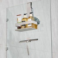 Étagère de salle de bain en acier inoxydable brossé monocouche pour usage domestique et raclette à verre avec capacité de 10 kg