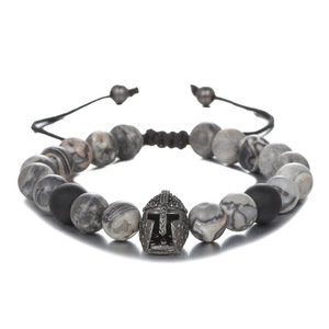 Pulsera extensible tejida a mano micro circón con piedra de <span class=keywords><strong>lava</strong></span> volcánica negra personalizada al por mayor - Product Image 5