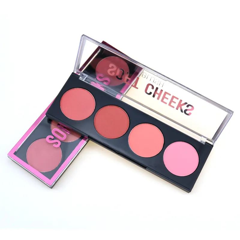 Professional 4 farbe Makeup Blush Palette Private Label Waterproof Pigmented Shimmer Blusher