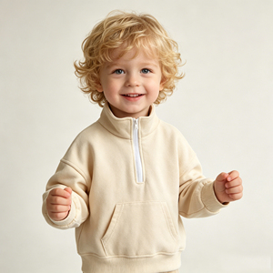 Sweat-shirt unisexe pour tout-petits, demi-zip, couleur unie, col <span class=keywords><strong>pull</strong></span>, poche, décontracté, pour garçons et filles, pour le printemps et l'automne - Product Image 3