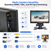 Monitor LCD IPS Portátil Comercial de 7 Pulgadas para Vehículos, con Entrada VGA y AV, Pantalla HD para Cámara de Reversa de Camiones, Sistema CCTV