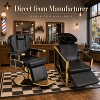 Fauteuil de Barbier Hydraulique Complet pour Hommes, Chaise de Salon Ergonomique avec Dossier et Base Chromée Pivotante à 360° °   Chaise de coiffure pivotante et inclinable