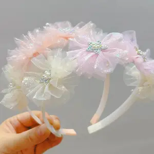 Sweet Hair Ornament Headband Fashion Hair Accessories Dress Cute Flower Glitter Headband For Girls Kids