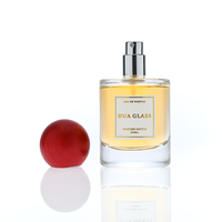 Botella de Perfume de Vidrio de 30ml 50ml 100ml, Cilíndrica, Vacía, con Cuello Prensado y Tapa de Madera, Muy Popular