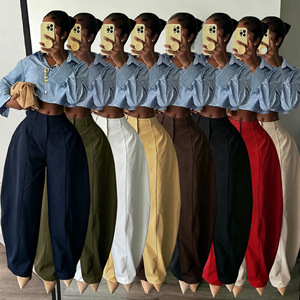 Pantalon cargo ample pour <span class=keywords><strong>femme</strong></span>, taille haute, style Y2K coréen, avec fermeture à boutons - Product Image 1