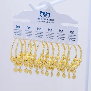 Jxx מפעל תכשיטים סיטונאי אופנה עיצוב עגול פליז 24k זהב מיני האג'י חישוק טיפת קסם עגיל לנשים