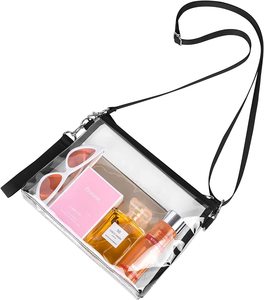 Stadium approved clear plastic cosmetic PVC tote bag for casual work concert sports clear crossbody purse bag