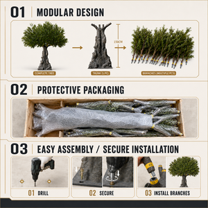 Large <strong>Artificial</strong> Olive <strong>Tree</strong> Custom Size Fiberglass Trunk For Hotel Atrium Mall Commercial Projects Wedding Christmas Durable - Product Image 4