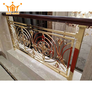 Barandillas de porche de aluminio dorado de lujo, barandillas, estilo de diseño moderno <span class=keywords><strong>para</strong></span> escalera de Villa, diseño decorativo Interior, crea latón - Product Image 5