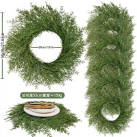 Alas Meja Natal Simulasi Lintas Batas, Jarum Pinus, Ekar Gandum, Rumput Air Buatan, Alas Meja Natal
