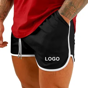Custom Logo Summer 3 Inch 5 Inch Elastic Waist Mens Shorts 100% Polyester Swim Trunks Running Athletic Beach Mesh Shorts For Men