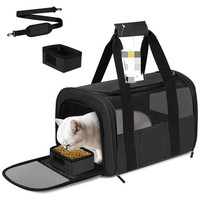 Sac de transport souple pour chat et chiot jusqu'à 15 lb, approuvé par les compagnies aériennes, pliable avec bande réfléchissante