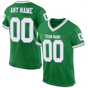 Camiseta de Fútbol Personalizada de Malla Verde con Cuello en V, Manga Corta, Uniforme de Equipo para Adultos, Transpirable, con Estampado Sublimado, Ropa Deportiva para Hombre - Product Image 1