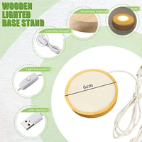 Base LED ronde en bois de 10 cm, support décoratif 3D en bois pour lampe sur pied, cristaux, boule de verre, décoration acrylique, veilleuse