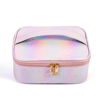 Pochette de maquillage en PU tendance couleur arc-en-ciel avec fermeture éclair, impression numérique multi-tailles, motif arc-en-ciel pour demoiselle d'honneur