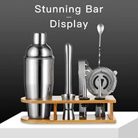 Ensemble de shaker à cocktails de 22 pièces, kit de barman en acier inoxydable Boston avec support, outils de bar professionnels