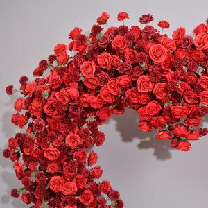 Arche de fleurs artificielles rouges en forme de cœur 5D pour la décoration de l'entrée de mariage, arche de toile de fond florale artificielle - Product Image 3