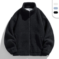 Veste polaire Sherpa d'hiver chaude unisexe avec logo Manteau Sherpa noir avec doublure douce Veste zippée 100% polyester