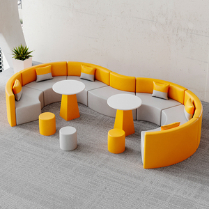 लक्जरी रेस्तरां होटल प्रतीक्षा कक्ष सोफे कार्यालय वाणिज्यिक फर्नीचर चमड़े के आधुनिक कूचों कार्यालय सोफा मॉड्यूलर रिसेप्शन सोफा - Product Image 4