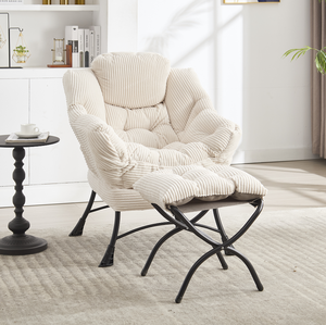 Lazy Chair Ottoman Modern Lounge Accent Chair Armrests Side Pocket Leisure Upholstered Reading Chair for Home Office Living Room - Product Image 3