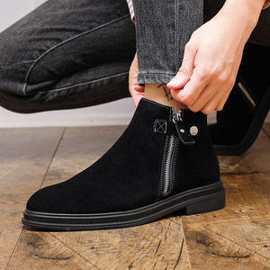 Botas Cortas de Moda para Hombre con Cierre, Antideslizantes, Diseño de Gamuza, Acabado Escarchado - Product Image 4