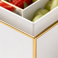 Boîte Cadeau Blanche pour Fruits Mixtes avec Compartiments, Bordure Dorée, Logo Personnalisé, Emballage de Luxe pour Panier de Fruits, Vente en Gros pour Marques