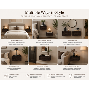 Custer Floating Nightstands Set Of 2 <b>Dark</b> Brown Wall Mounted <b>Bedside</b> <b>Tables</b> For Bedroom - Product Image 3