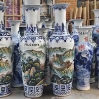 Lukisan tangan mewah vas lantai polikrom Cina Motif dinding besar antik Dekorasi keramik tinggi tinggi untuk Hotel & Ruang Keluarga