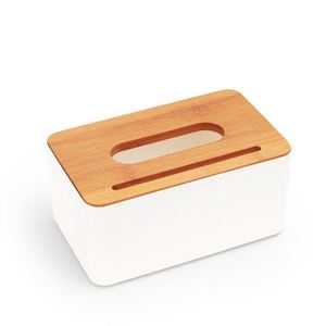Porta Servilletas de Plástico, Caja para Pañuelos con Tapa de Bambú para Restaurante, Bar, Hotel - Product Image 5