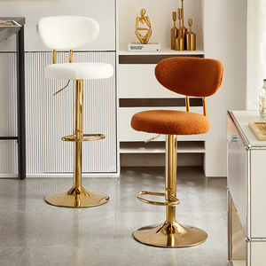 Silla de Bar Lujosa, Sencilla y Casual con Brazos de Terciopelo para Mujer, Hotel y Fiesta, Escritorio con Elevación Giratoria y Patas de Metal Dorado, Taburete Giratorio de Terciopelo para el Hogar - Product Image 5