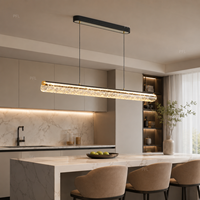 Suspension LED Linéaire Moderne Effet Cristal Fissuré Texture Glace Brisée 86W pour Salle à Manger Cuisine Bureau 10-18 ㎡