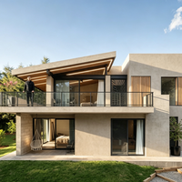 Diseño de Plano de Planta de Villa en Bosque Natural Moderno, Renderizado 3D, Soporte Profundo