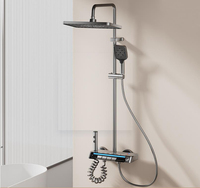 Conjunto de Ducha con Cascada y Lluvia, Pantalla Digital LED de Temperatura, Función de Pausa y Múltiples Funciones