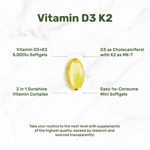 Vitamina D3 K2 5000 UI (100 mcg) con Aceite de Coco, Gomitas Veganas 100% a Base de Plantas, 250 Unidades, Apoyo para el Corazón y los Huesos en Adultos - Product Image 5