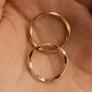 แหวนคู่รักโมเบียสเพชร HPHT รับรองโดย Aimgal NGTC ชุบทอง <span class=keywords><strong>18K</strong></span> เงินแท้ 925 ของขวัญสำหรับงานแต่งงานและหมั้น - Product Image 5