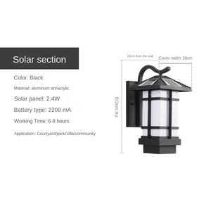 โคมไฟติดผนัง LED พลังงานแสงอาทิตย์กลางแจ้งพร้อมเซ็นเซอร์วัดแสงโคมไฟหกเหลี่ยมกันน้ำสำหรับใช้ในสวนและบนถนน - Product Image 6