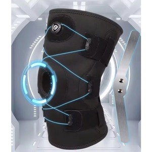 Échantillon gratuit : Genouillère en néoprène à bouton rotatif, genouillère à rotule ouverte avec plaque de soutien pour déchirure du ménisque - Product Image 1