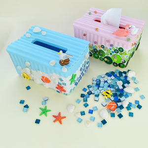 Kit de matériaux pour boîte à mouchoirs en mosaïque de verre DIY, artisanat créatif, interaction parent-enfant, décoration de la maison, cadeau pour la Saint-Valentin, Nouvel An - Product Image 2