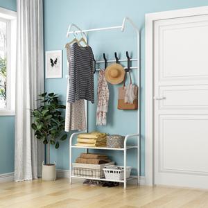 Multifunctional <b>Wall</b>-Mounted L-Shaped Coat <b>Shoe</b> & Clothes Rack for Living Room and Porch Storage - Product Image 6