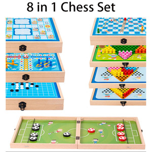 8 Tùy chọn đa chức năng bằng gỗ trò chơi máy tính để bàn bay cờ vua & cờ cho trẻ em - Product Image 4