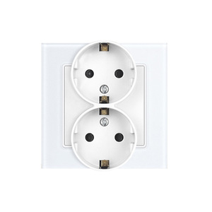 Prise double standard européenne russe, panneau en verre trempé blanc, boîte de montage ronde 86x86mm - Product Image 2