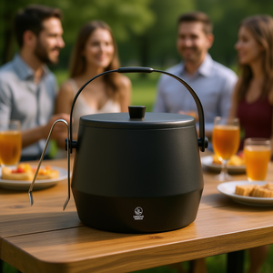 Leopold <b>Ice</b> <b>Bucket</b> <b>With</b> <b>Lid</b> And Tongs Black 3L Capacity Beverage Cooler For Parties And Events - Product Image 3