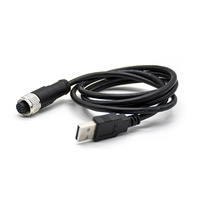 M12 USB-Kabelstecker, männlich/weiblich, elektrischer, wasserdichter, runder Signalstecker aus Kunststoff mit Abschirmung, Modell 17P, 1 m