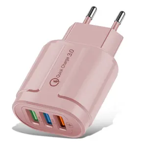 Makaron colorful USB wall charger QC3.0 3usb quick charging head 5v2a 3-port EU US universal adapter for iphone 13 wholesale