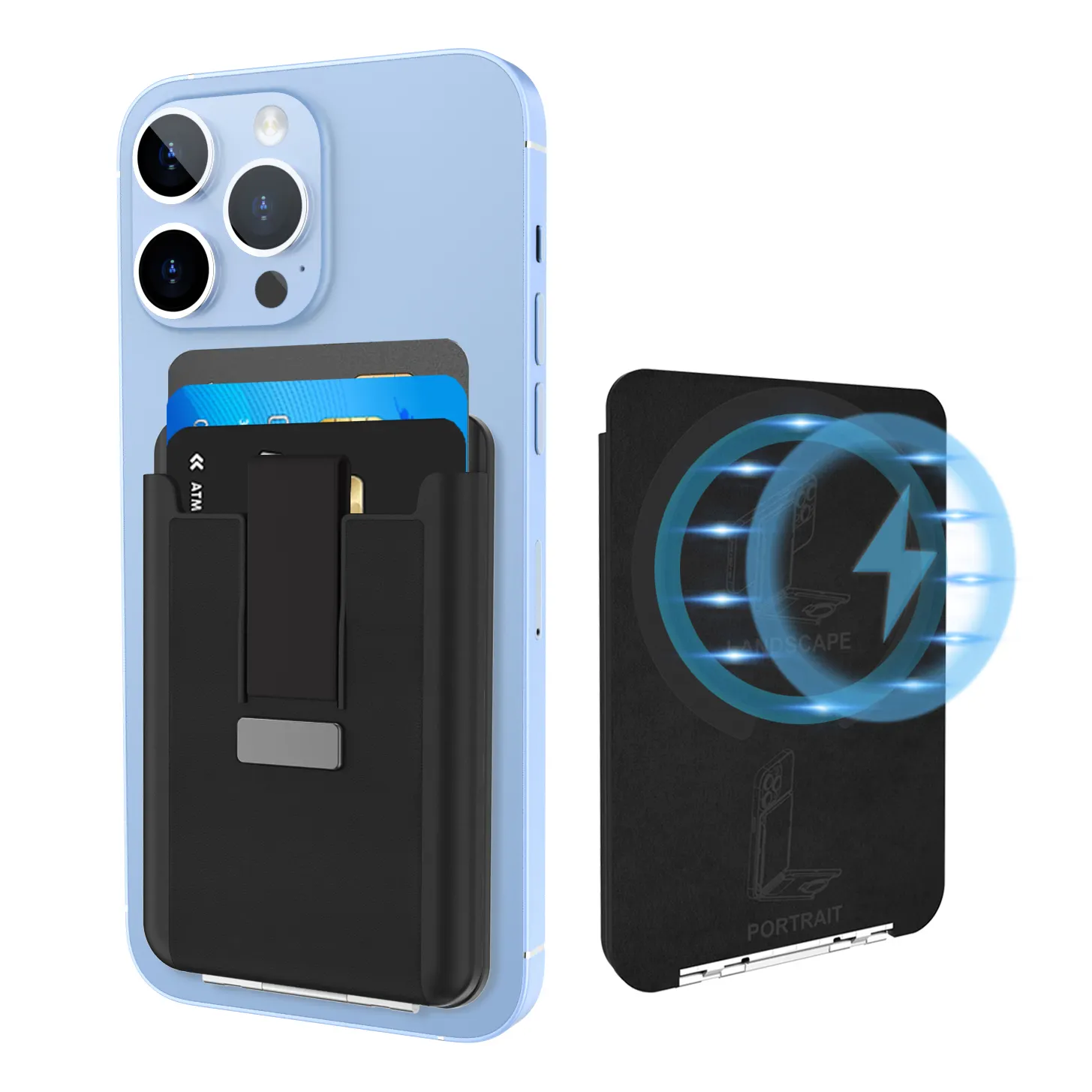 Portafoglio cellulare in pelle di nuova impresa con supporto regolabile PC rigido magnetico per telefono custodia per Smartphone