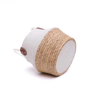Encargo al por mayor Decoración <span class=keywords><strong>de</strong></span> casa ronda tejida <span class=keywords><strong>a</strong></span> mano yute Flor <span class=keywords><strong>de</strong></span> algas marinas <span class=keywords><strong>de</strong></span> cuerda <span class=keywords><strong>de</strong></span> algodón planta cesta - Product Image 3